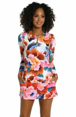 Floral Rhythm Half Zip Rashguard 7 Floral Rhythm Half Zip Rashguard -Lablanca Sales Shop LB3VE61 MLT F 2