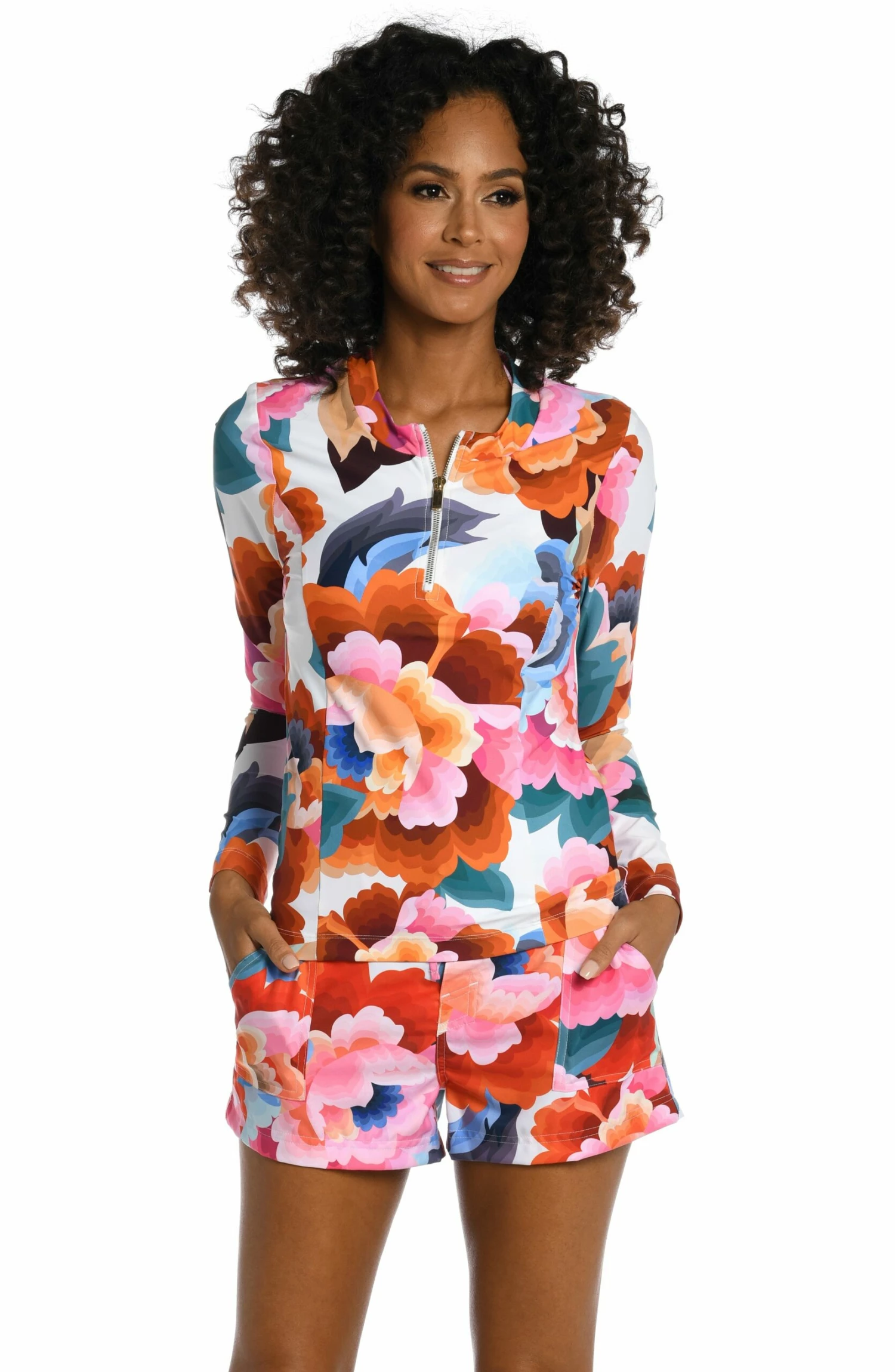 Floral Rhythm Half Zip Rashguard 5 Floral Rhythm Half Zip Rashguard - Image 3