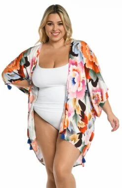 Floral Rhythm Kimono -Lablanca Sales Shop LB3VE63W MLT F 1