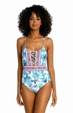 Santorini Sun Strappy Back One Piece - FINAL SALE -Lablanca Sales Shop LB3VF21 EMR F 1