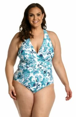 Santorini Sun Multi-Strap Cross-Back One Piece - FINAL SALE -Lablanca Sales Shop LB3VF22W EMR F 1