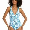 Santorini Sun Multi-Strap Cross-Back One Piece - FINAL SALE -Lablanca Sales Shop LB3VF22 EMR F 1