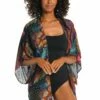 Sunlit Soiree Kimono Cover Up -Lablanca Sales Shop LB3VH63 BLK F 2