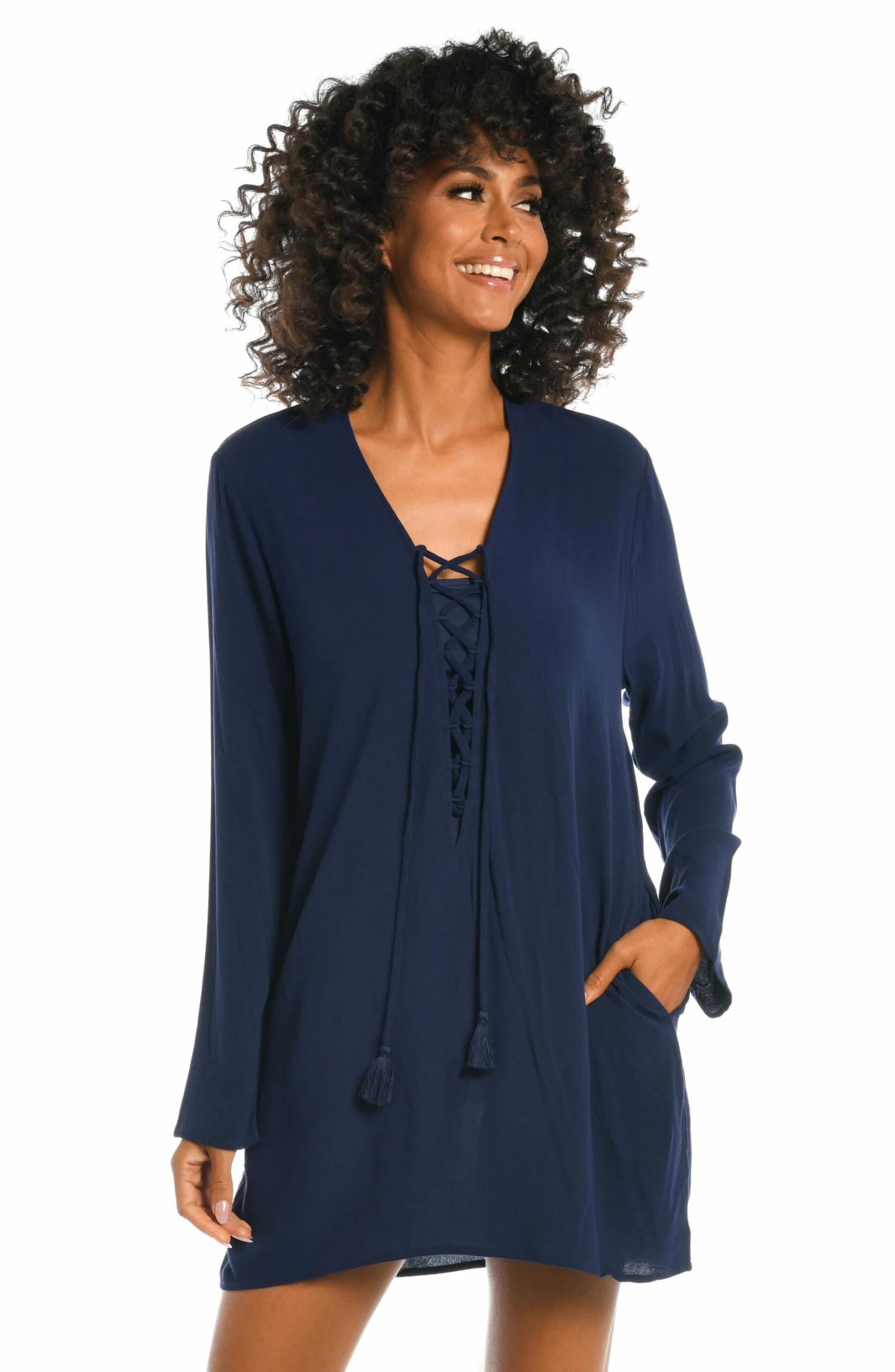 Beachcomber Basics Lace Up V-Neck Tunic 5 Beachcomber Basics Lace Up V-Neck Tunic - Image 3
