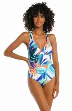 Coastal Palms Multi-Strap Cross-Back One Piece