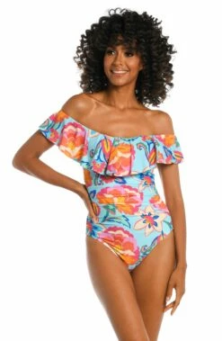 Breezy Beauty Off Shoulder Ruffle One Piece