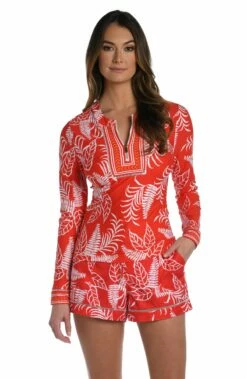 Tropical Tapestry Half Zip Rashguard - FINAL SALE