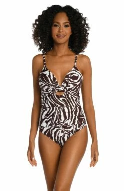 Fierce Lines Twist Keyhole One Piece - FINAL SALE