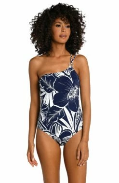 At The Playa Lace Back One Shoulder One Piece