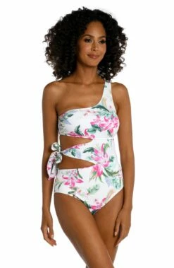 Mystic Palms Cutout One Shoulder One Piece - FINAL SALE