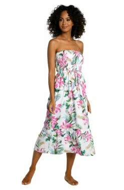 Mystic Palms Smocked Bandeau Midi Dress - FINAL SALE -Lablanca Sales Shop LB3ZL46 MLT F 2