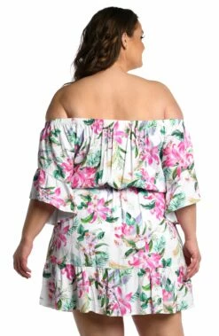 Mystic Palms Off-The-Shoulder Cover Up Dress - FINAL SALE -Lablanca Sales Shop LB3ZL59W MLT B 1