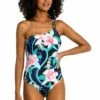 Nightfall Blooms One Shoulder One Piece - FINAL SALE -Lablanca Sales Shop LB3ZM14 MLT F 1