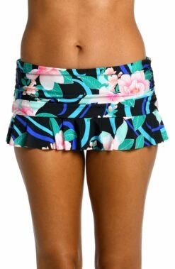 Nightfall Blooms Ruffle Skirted Bottom - FINAL SALE -Lablanca Sales Shop LB3ZM91 BLK F 2