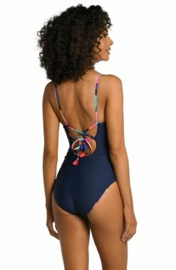 Painted Leaves Reversible Plunge One Piece 14 Painted Leaves Reversible Plunge One Piece -Lablanca Sales Shop LB3ZP09 MLT B 1