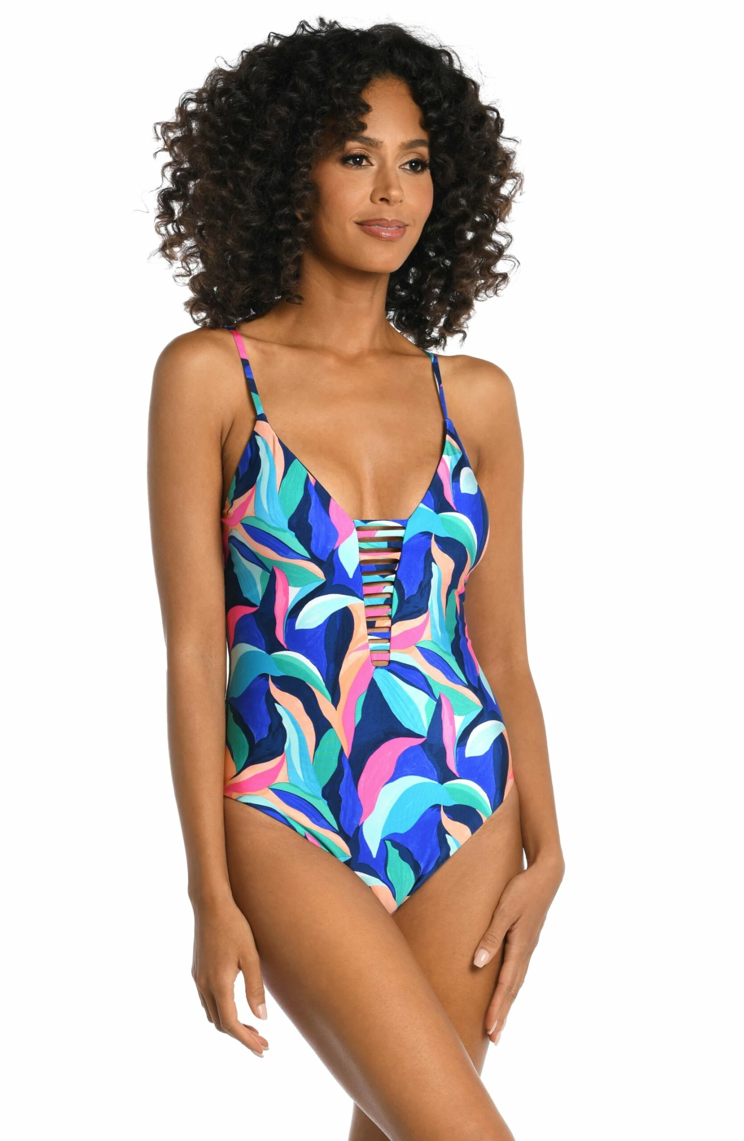 Painted Leaves Reversible Plunge One Piece 3 Painted Leaves Reversible Plunge One Piece