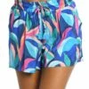 Painted Leaves Beach Shorts -Lablanca Sales Shop LB3ZP64 MLT F 1 Close Up