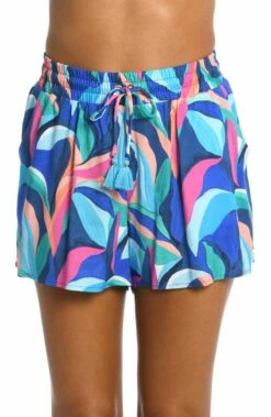 Painted Leaves Beach Shorts -Lablanca Sales Shop LB3ZP64 MLT F 2 Close Up