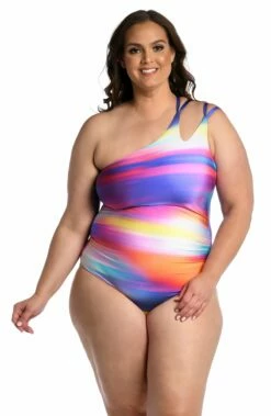 Sunset Shores Strappy One Shoulder One Piece 10 Sunset Shores Strappy One Shoulder One Piece -Lablanca Sales Shop LB3ZQ15W MLT F 1