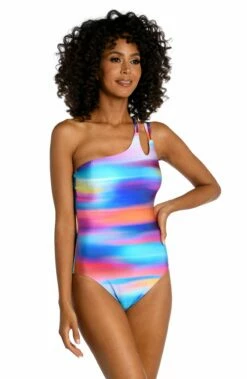 Sunset Shores Strappy One Shoulder One Piece 9 Sunset Shores Strappy One Shoulder One Piece -Lablanca Sales Shop LB3ZQ15 MLT F 1