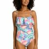 Waves Of Color Ruffled Bandeau One Piece
