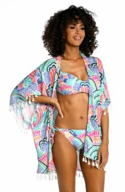 Waves Of Color Kimono -Lablanca Sales Shop LB3ZR63 MLT F 2