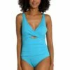 Island Goddess Cross Front Keyhole One Piece - Azul