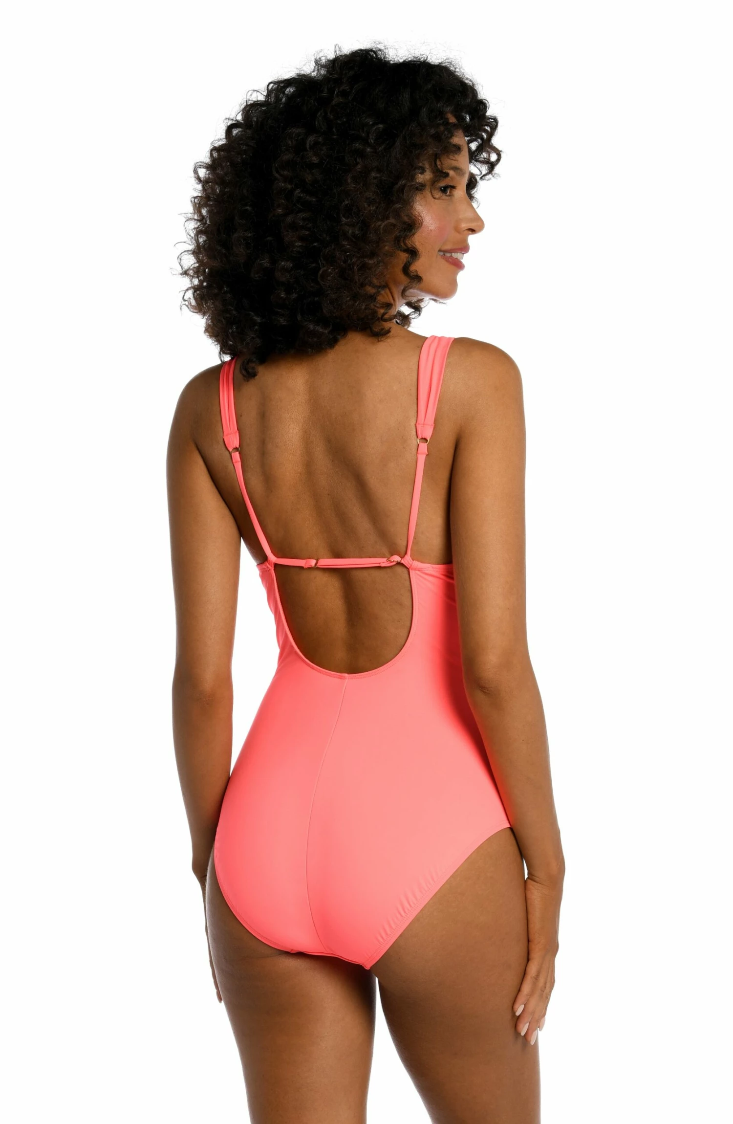 Island Goddess Cross Front Keyhole One Piece - Hot Coral 4 Island Goddess Cross Front Keyhole One Piece - Hot Coral - Image 2
