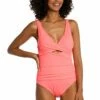Island Goddess Cross Front Keyhole One Piece - Hot Coral 2 Island Goddess Cross Front Keyhole One Piece - Hot Coral -Lablanca Sales Shop LB3ZZ08 HCR F 1