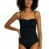 Island Goddess Shirred Bandeau One Piece - Black 1 Island Goddess Shirred Bandeau One Piece - Black -Lablanca Sales Shop LB3ZZ13 BLK F 1