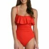 Island Goddess Ruffled Bandeau One Piece - Cherry -Lablanca Sales Shop LB3ZZ20 CHR F1