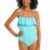 Island Goddess Ruffled Bandeau One Piece - Ice Blue -Lablanca Sales Shop LB3ZZ20 ICB F 1