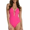 Island Goddess Underwire Lace Up One Piece (Exclusive) - Pop Pink