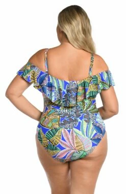 Neon Nights Off Shoulder Ruffle One Piece -Lablanca Sales Shop LB4BF11W MLT B 1