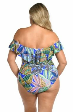 Neon Nights Off Shoulder Ruffle One Piece -Lablanca Sales Shop LB4BF11W MLT B 2