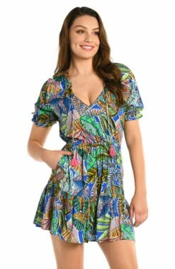 Neon Nights Short Sleeve Cover Up Dress