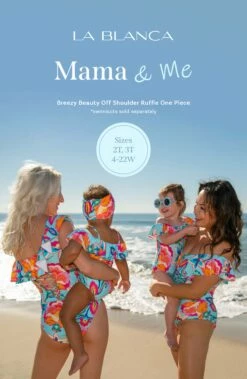 Breezy Beauty Off Shoulder Ruffle One Piece -Lablanca Sales Shop Mama MeLifestyleGraphic2