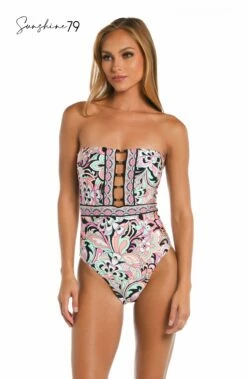 Sunshine 79 Paisley Party Bandeau One Piece -Lablanca Sales Shop SN3A211 MLT F 2 logo