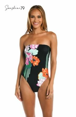 Sunshine 79 Mystic Lotus Bandeau One Piece -Lablanca Sales Shop SN3AG11 BLK F 4 Logo