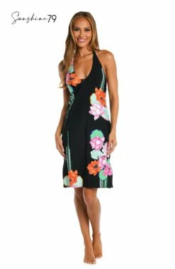 Sunshine 79 Mystic Lotus Midi Dress Cover Up -Lablanca Sales Shop SN3AG35 BLK F 2 Logo