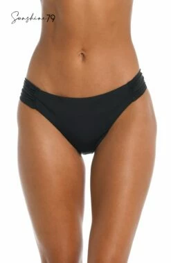 Sunshine 79 Gypset Solids Side Shirred Hipster Bottom - Black