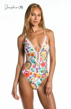Sunshine 79 Bonita Floral V-Plunge One Piece