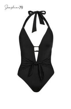 Sunshine 79 Gypset Solids V-Plunge Halter One Piece -Black 8 Sunshine 79 Gypset Solids V-Plunge Halter One Piece -Black -Lablanca Sales Shop SN4HF07 BLK 3D Logo