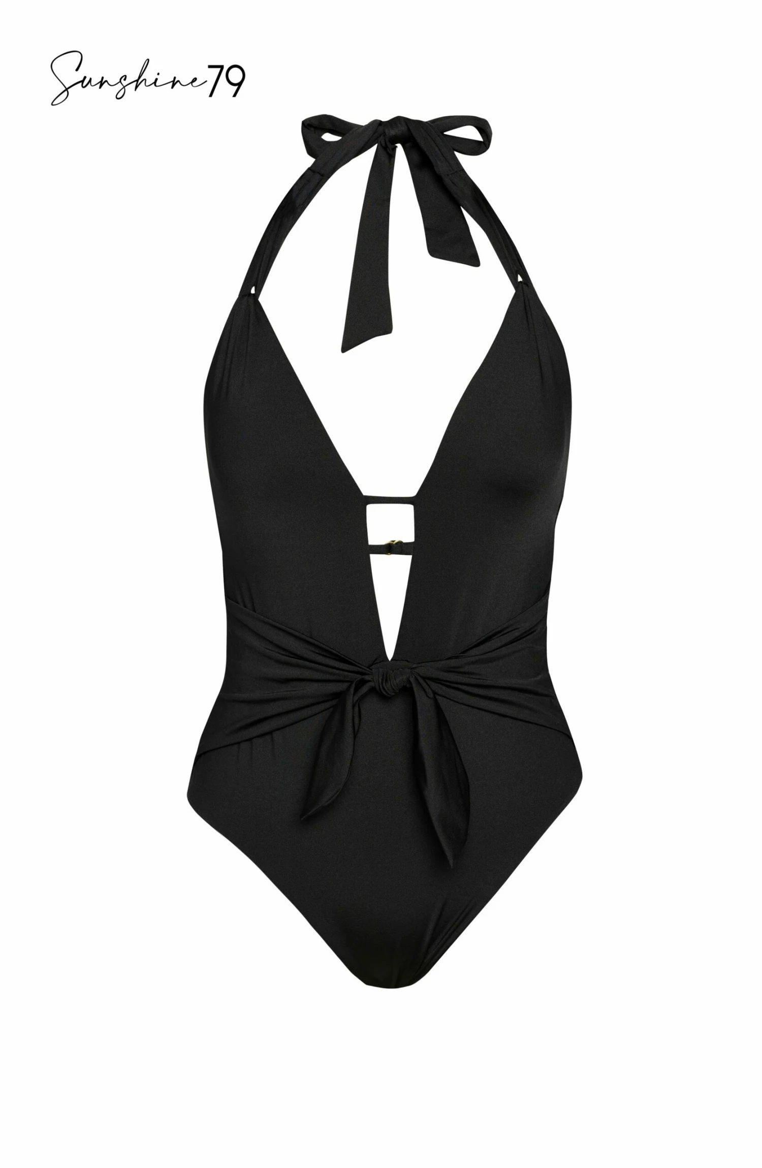 Sunshine 79 Gypset Solids V-Plunge Halter One Piece -Black 5 Sunshine 79 Gypset Solids V-Plunge Halter One Piece -Black - Image 3