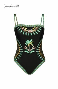 Sunshine 79 Palm Tree Paradise Bandeau One Piece -Lablanca Sales Shop SN4HG11 BLK 3D Logo