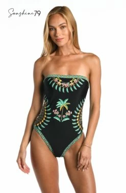 Sunshine 79 Palm Tree Paradise Bandeau One Piece -Lablanca Sales Shop SN4HG11 BLK F 2 Logo