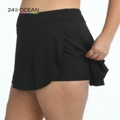 24th & Ocean Solid Petal Skort Swim Bottom -Lablanca Sales Shop TF1G646W BLK S logo