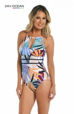 24th & Ocean To The Tropics High Neck Keyhole One Piece