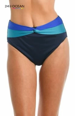 24th & Ocean Colorblock Twist Front High Waist Bottom