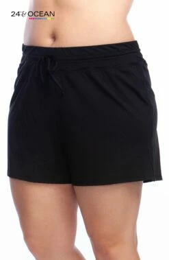 24th & Ocean Solids Swim Short Bottom 8 24th & Ocean Solids Swim Short Bottom -Lablanca Sales Shop TF9G690W BLK F Logo